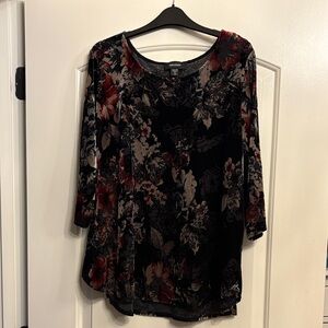 Karen Kane Black and Red Floral Blouse